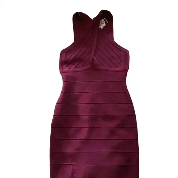 Herve Leger Burgundy Body-con Bandage Dress Raspberry small